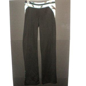 Huntworth Lifestyle Active Pants Womens Sz M Black with Brown Camo Trim Stretchy